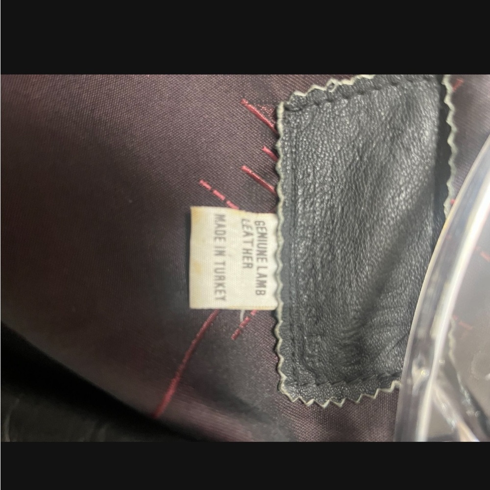 Black Leather Jacket With Voluminous Shoulders An… - image 3